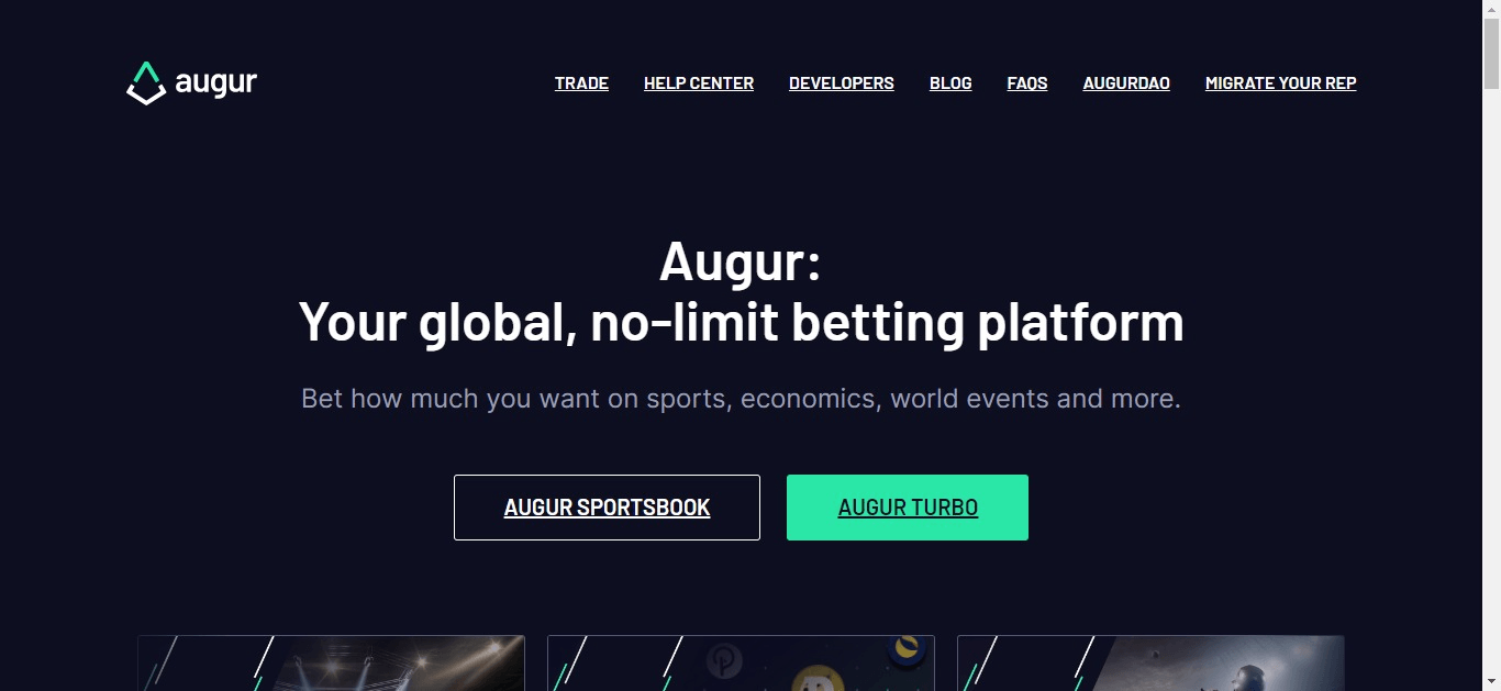 Augur is the world's most accessible, low-fee, no-limit betting platform.